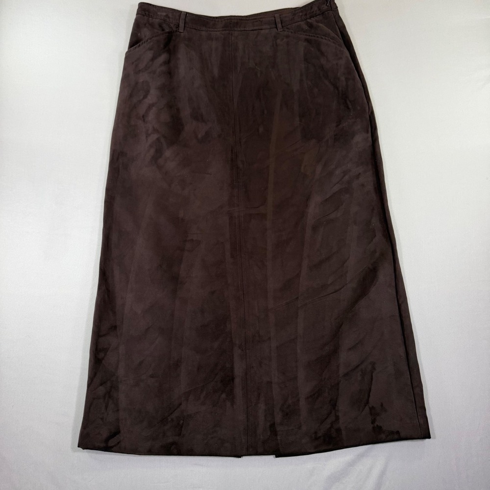 Old Navy Vintage 2002 Brown Faux Suede Maxi Skirt Size 14 Y2K 70s Boho Earthy